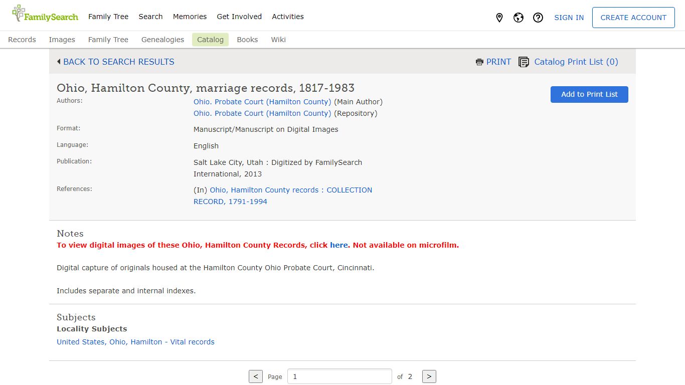 Ohio, Hamilton County, marriage records, 1817-1983 - FamilySearch